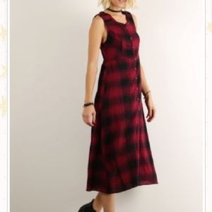 Women's red plaid dress